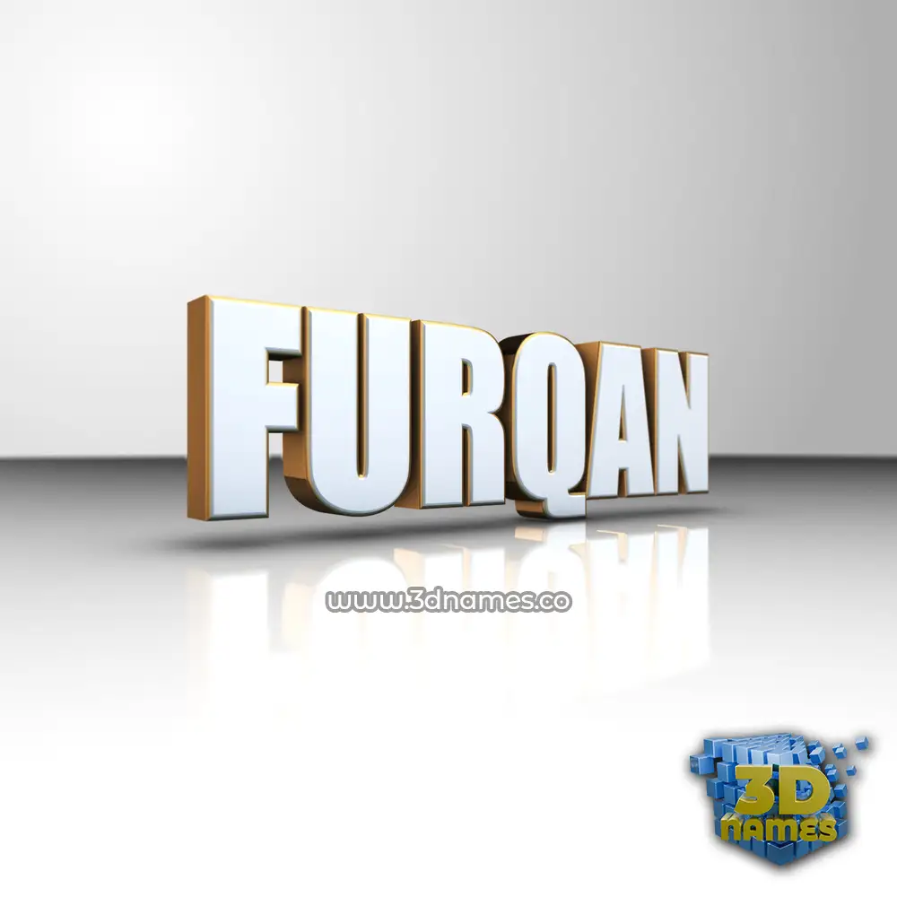 furqan in White'n'Gold style - 3D name wallpaper
