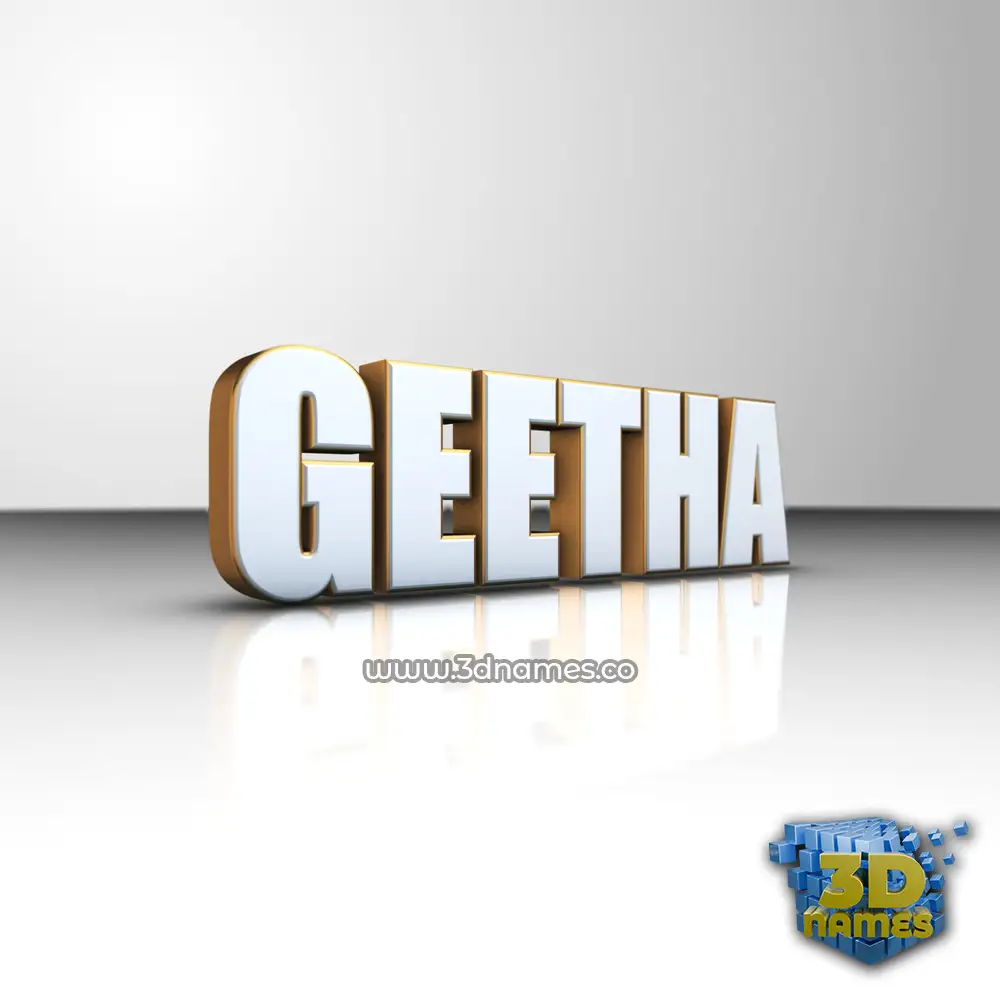 geetha in White'n'Gold style - 3D name wallpaper