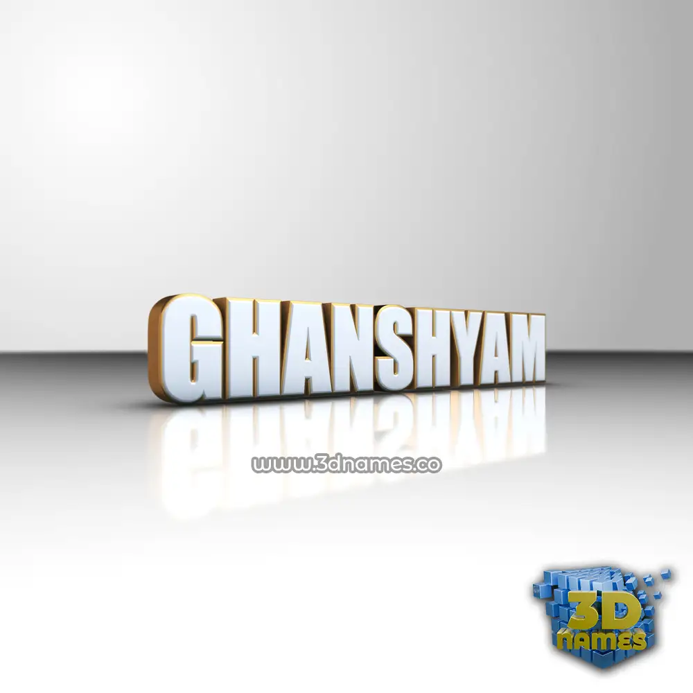 ghanshyam in White'n'Gold style - 3D name wallpaper