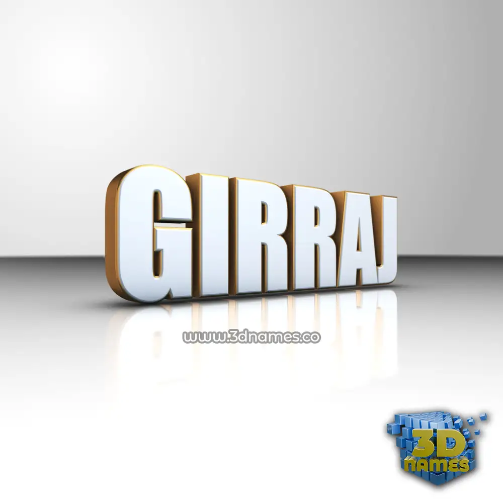 girraj in White'n'Gold style - 3D name wallpaper
