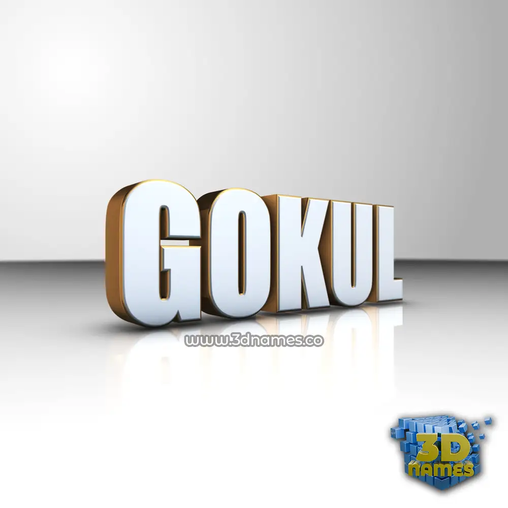 gokul in White'n'Gold style - 3D name wallpaper