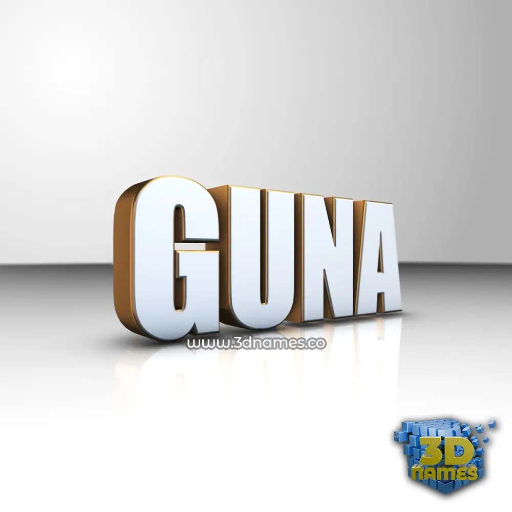 guna in White'n'Gold style - 3D name wallpaper