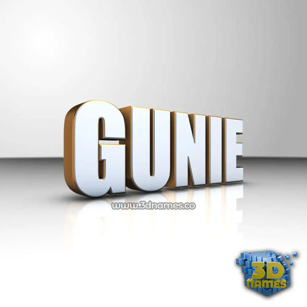 gunie in White'n'Gold style - 3D name wallpaper