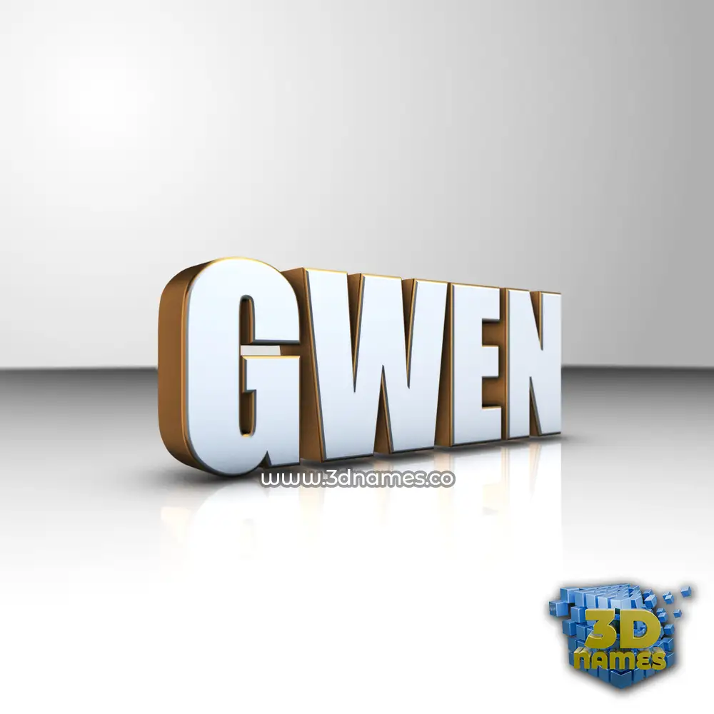 gwen in White'n'Gold style - 3D name wallpaper