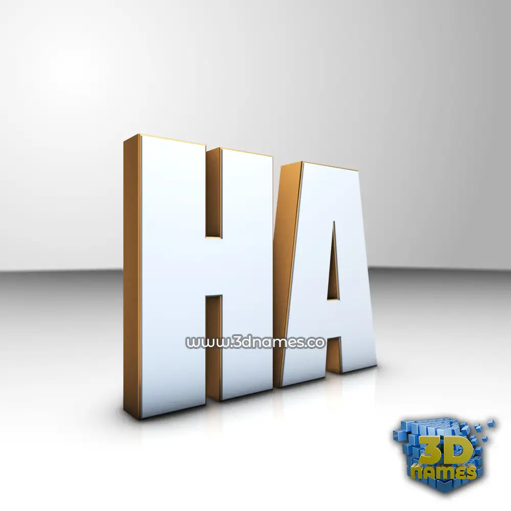 ha in White'n'Gold style - 3D name wallpaper