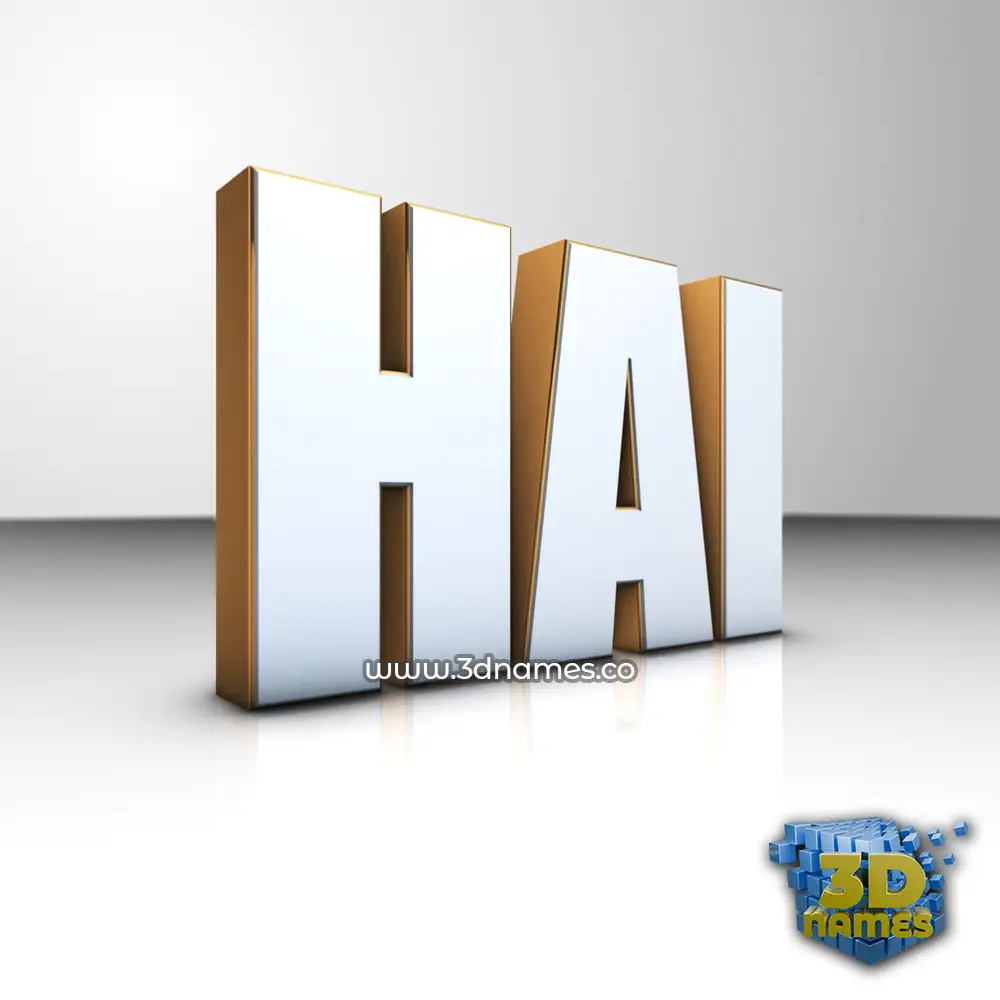 hai in White'n'Gold style - 3D name wallpaper