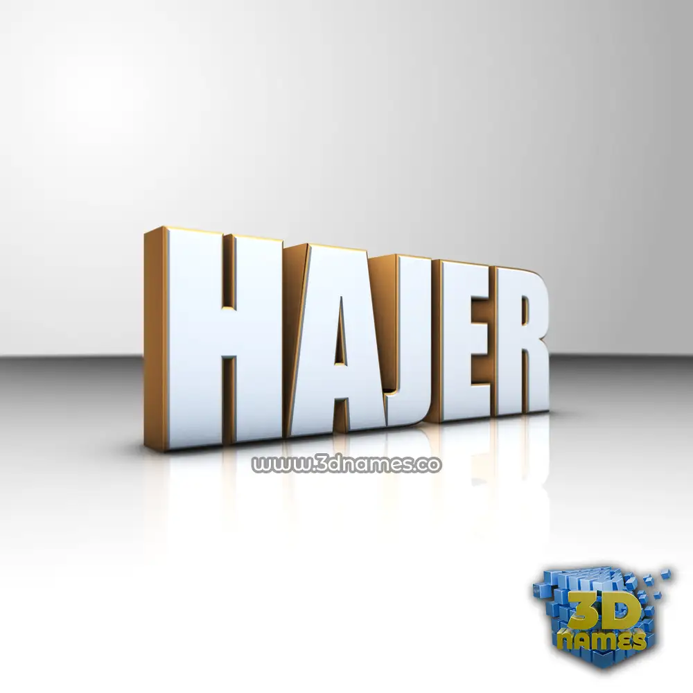hajer in White'n'Gold style - 3D name wallpaper