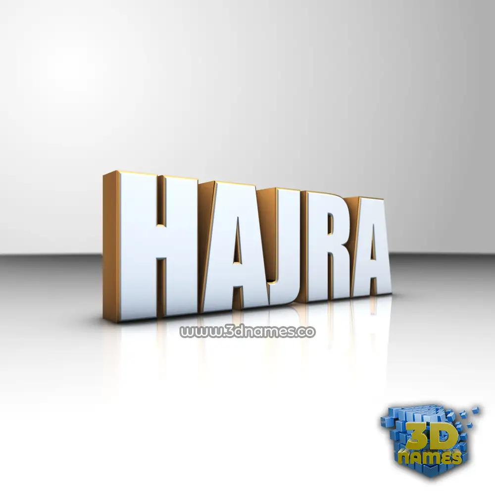 hajra in White'n'Gold style - 3D name wallpaper