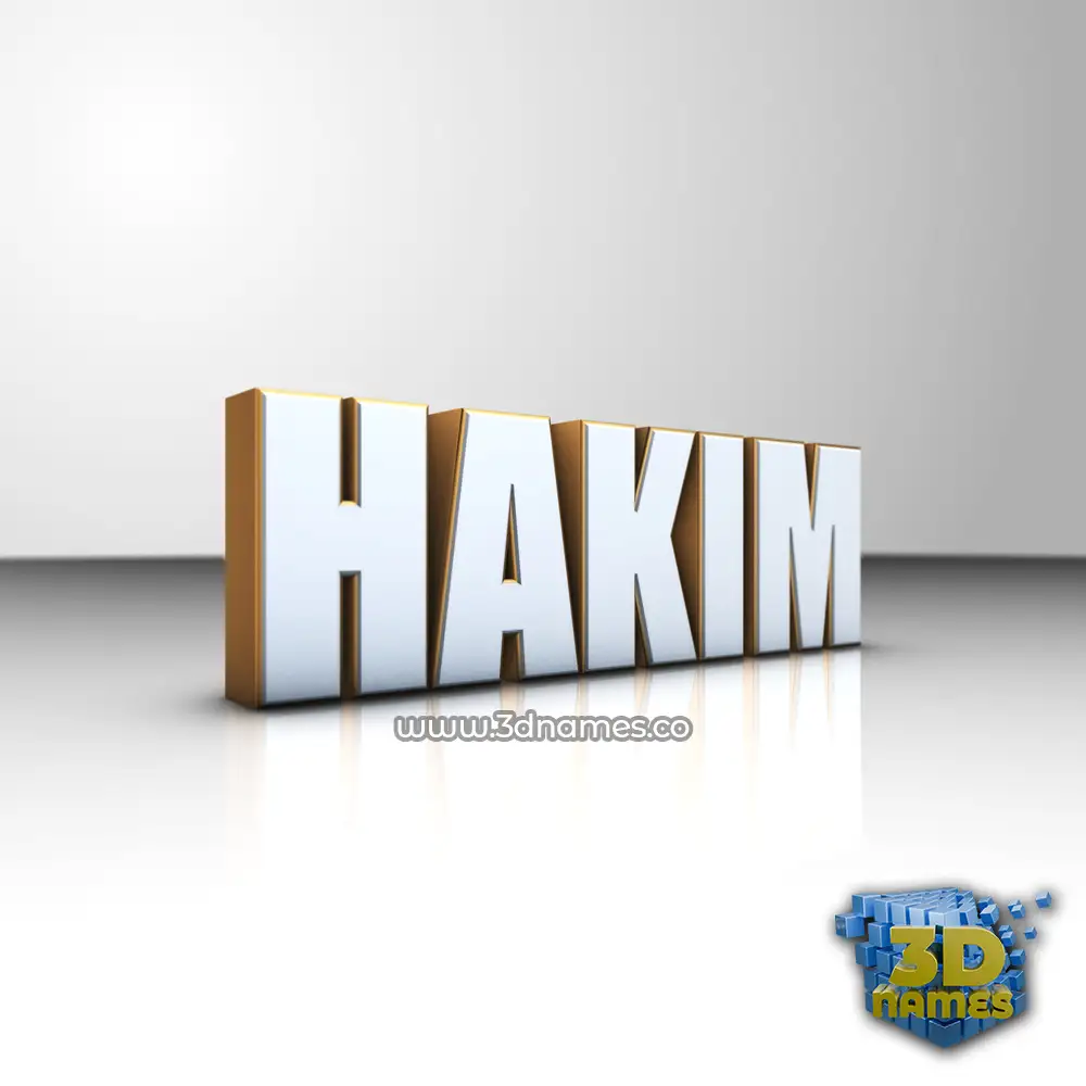hakim in White'n'Gold style - 3D name wallpaper