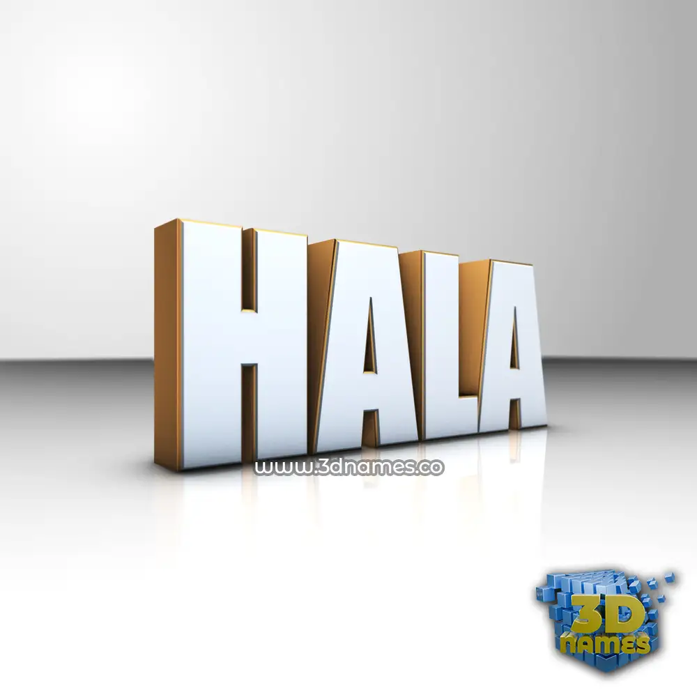 hala in White'n'Gold style - 3D name wallpaper