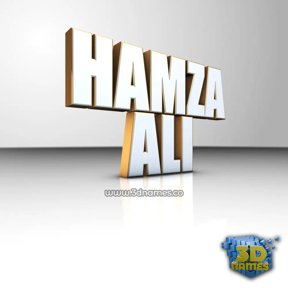 hamza ali in White'n'Gold style - 3D name wallpaper