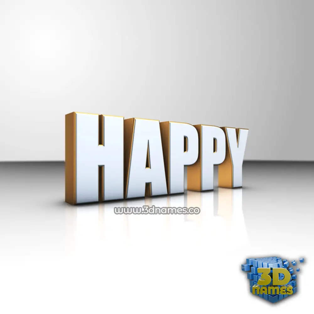 happy in White'n'Gold style - 3D name wallpaper