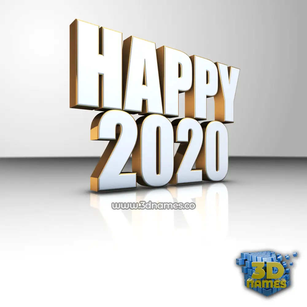 happy 2020 in White'n'Gold style - 3D name wallpaper