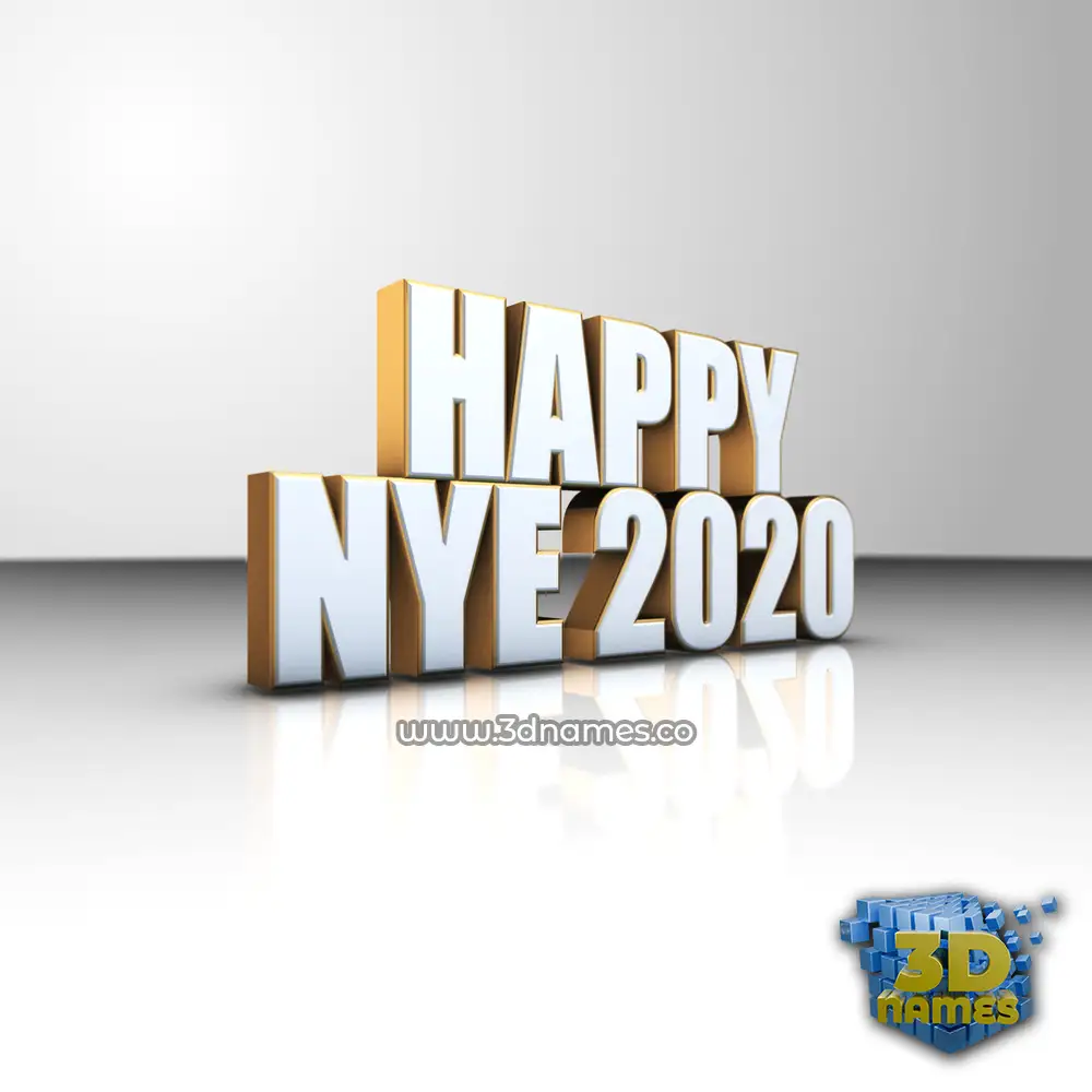 happy nye 2020 in White'n'Gold style - 3D name wallpaper