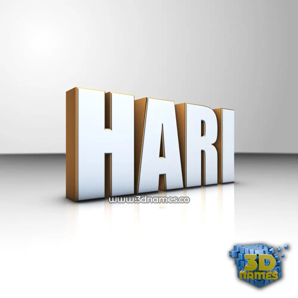 hari in White'n'Gold style - 3D name wallpaper