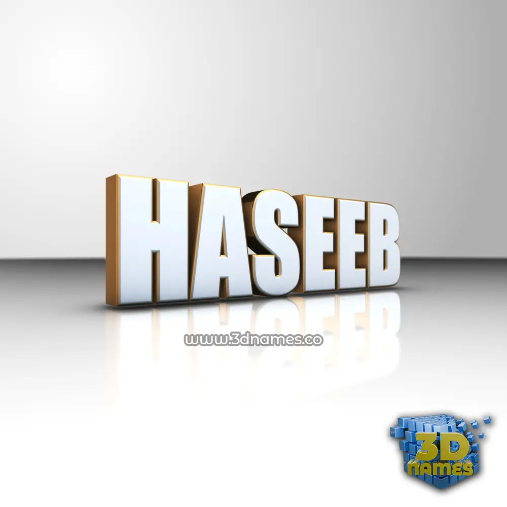 haseeb in White'n'Gold style - 3D name wallpaper