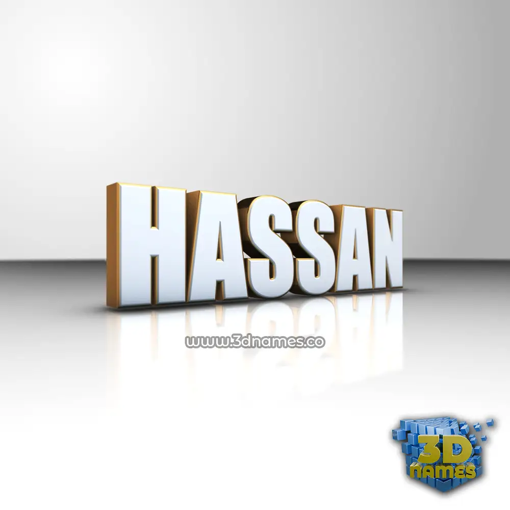 hassan in White'n'Gold style - 3D name wallpaper