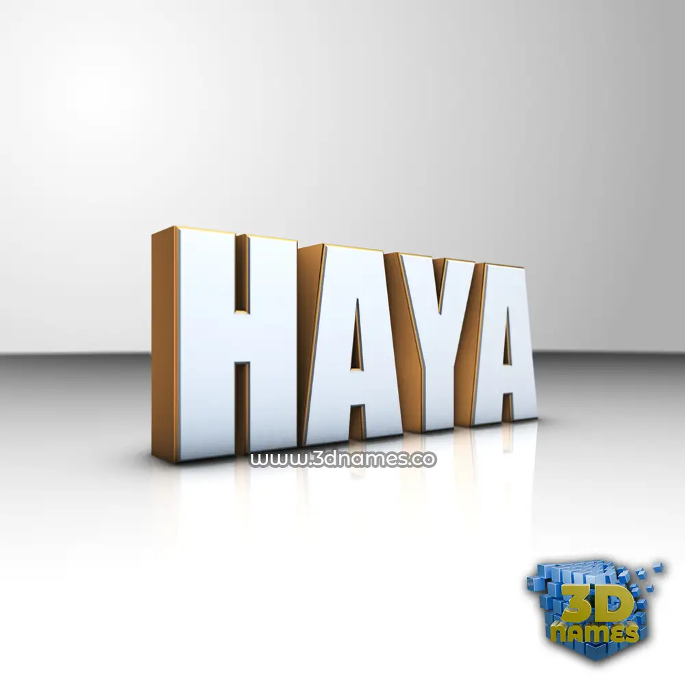 haya in White'n'Gold style - 3D name wallpaper