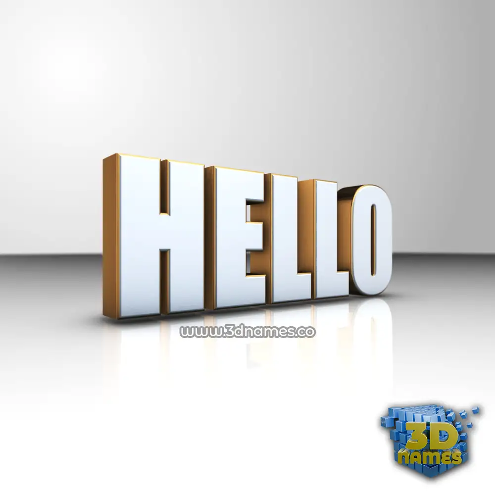 hello in White'n'Gold style - 3D name wallpaper
