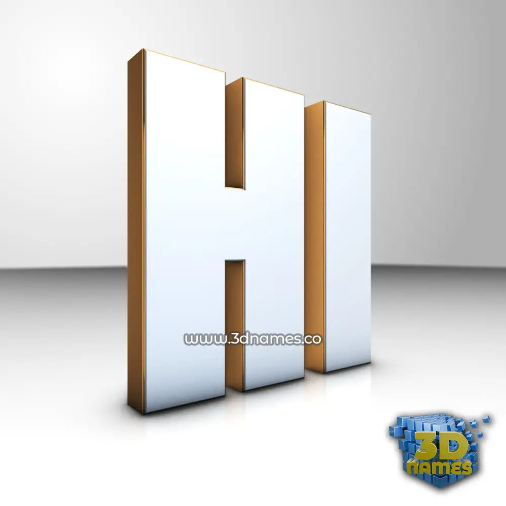 hi in White'n'Gold style - 3D name wallpaper