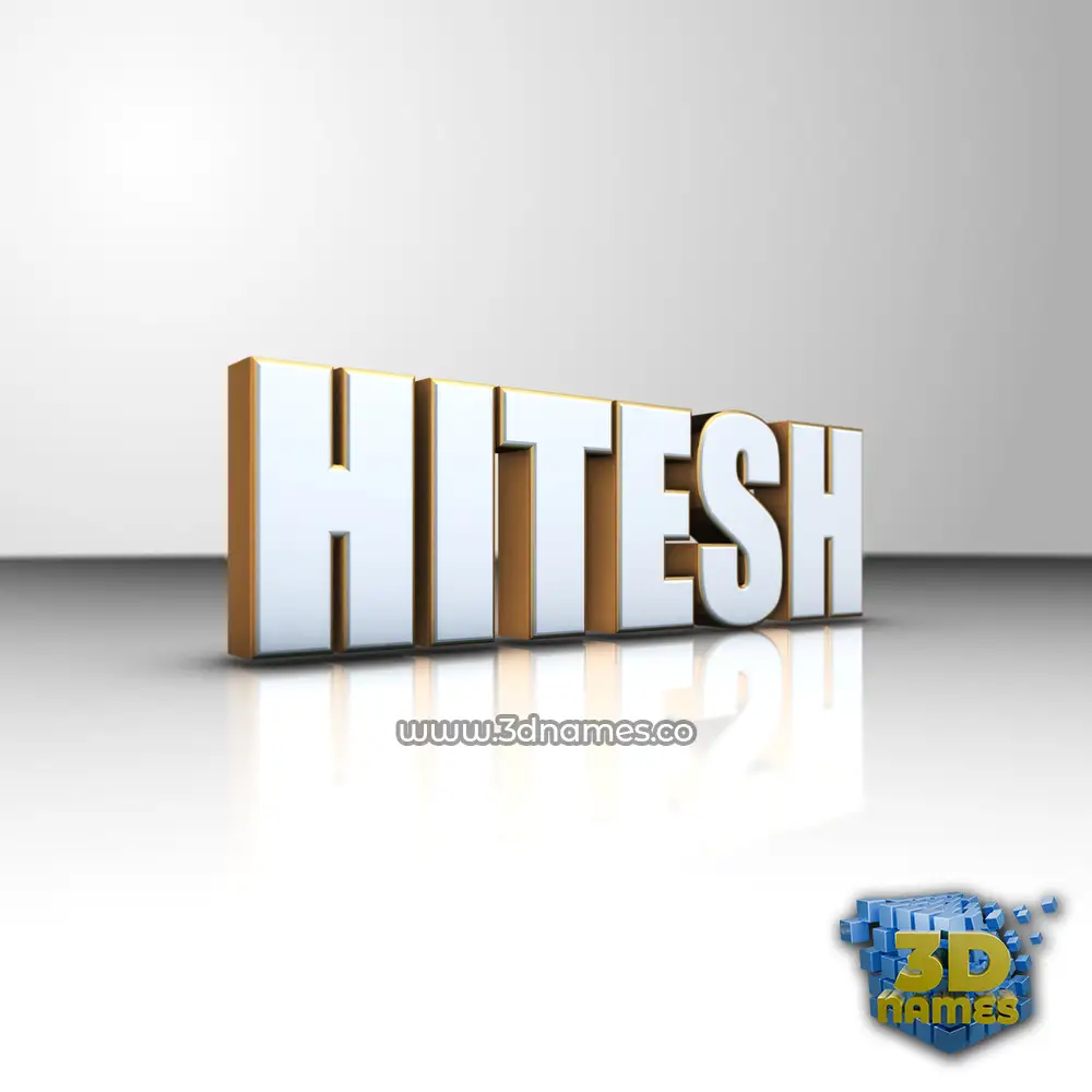 hitesh in White'n'Gold style - 3D name wallpaper