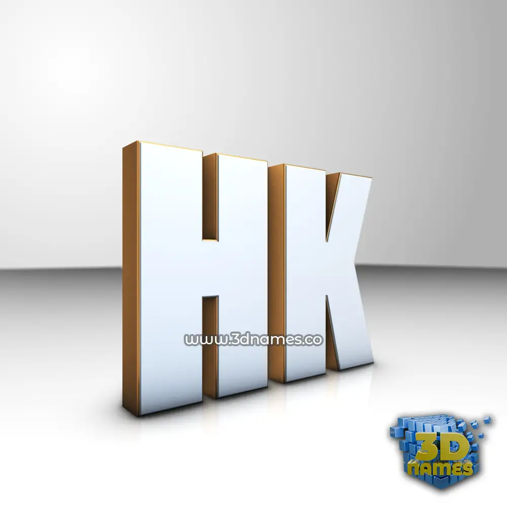 hk in White'n'Gold style - 3D name wallpaper