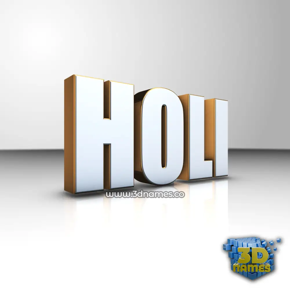 holi in White'n'Gold style - 3D name wallpaper