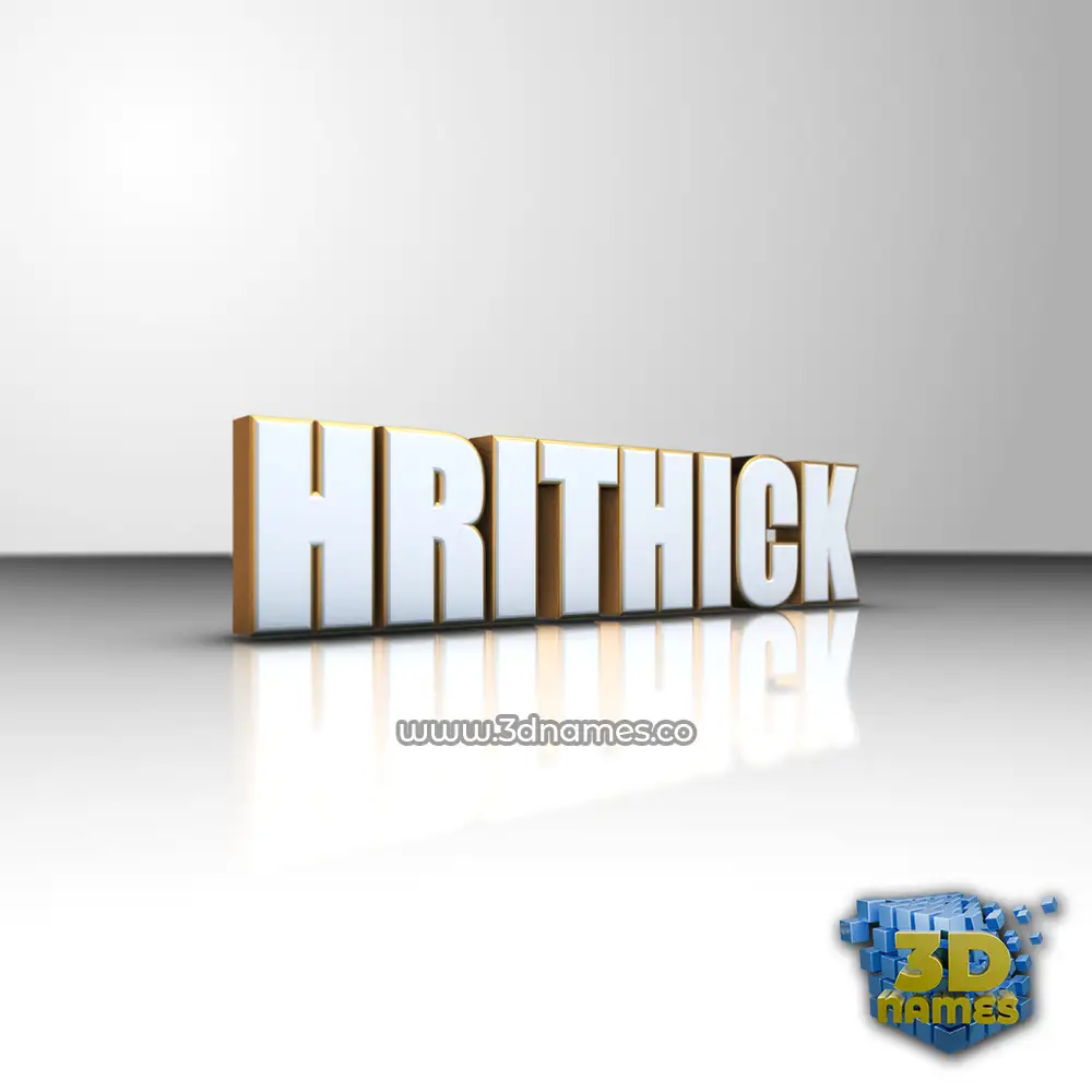 hrithick in White'n'Gold style - 3D name wallpaper