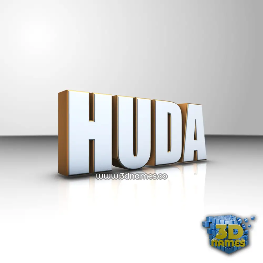 huda in White'n'Gold style - 3D name wallpaper