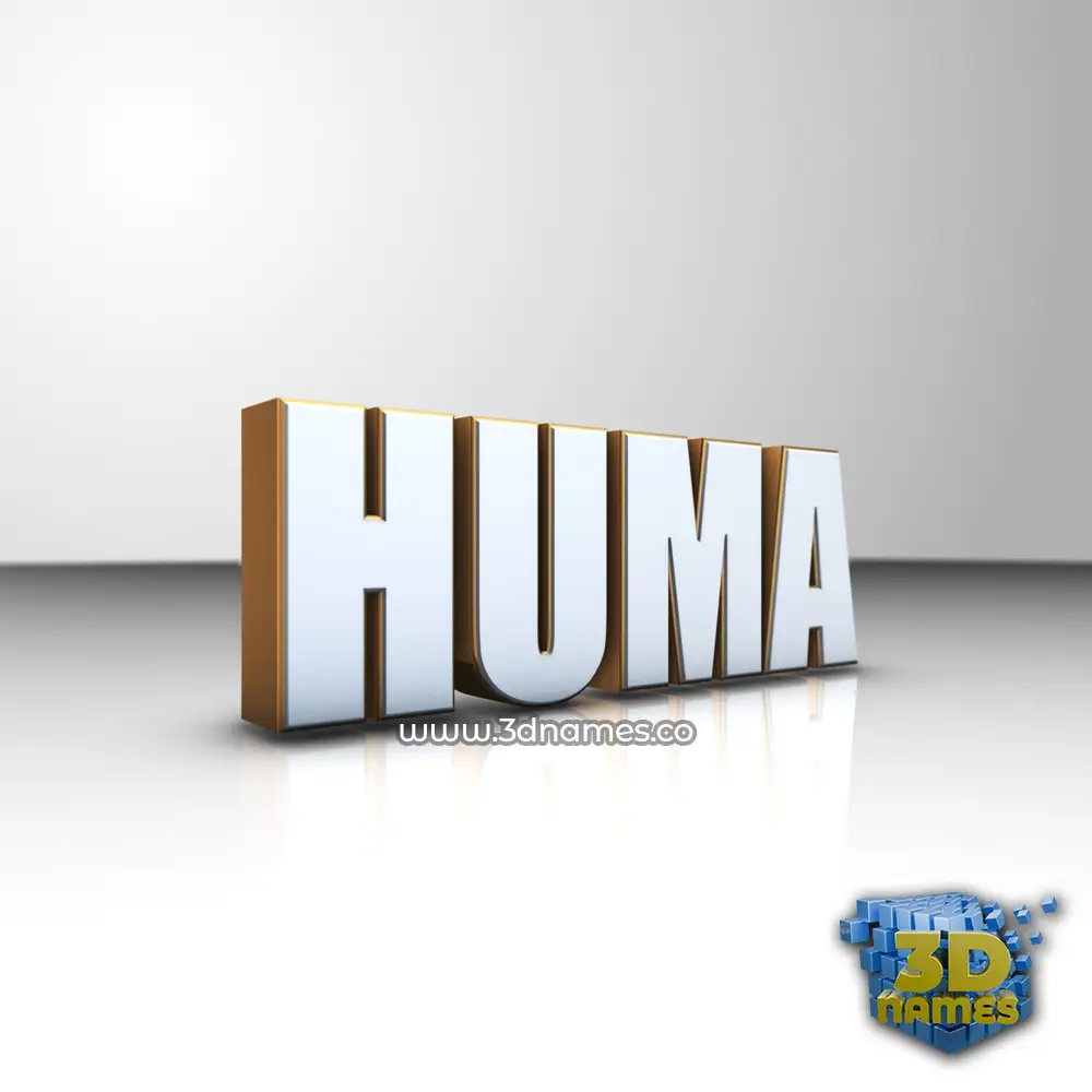 huma in White'n'Gold style - 3D name wallpaper
