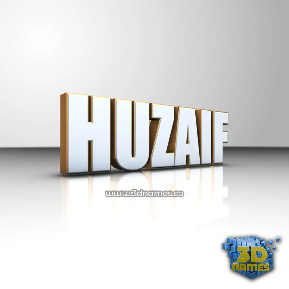 huzaif in White'n'Gold style - 3D name wallpaper