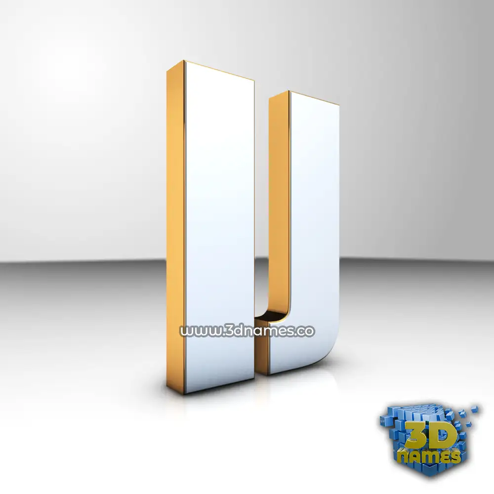 ij in White'n'Gold style - 3D name wallpaper