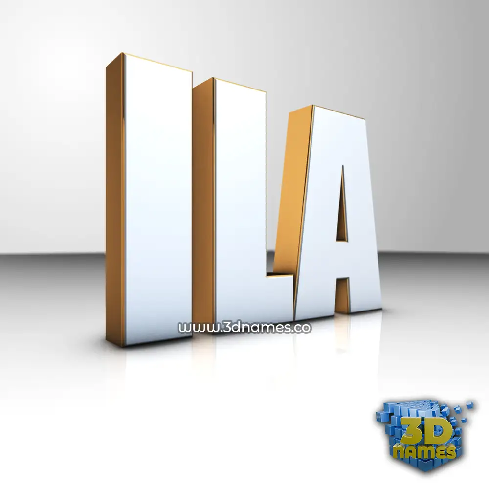 ila in White'n'Gold style - 3D name wallpaper