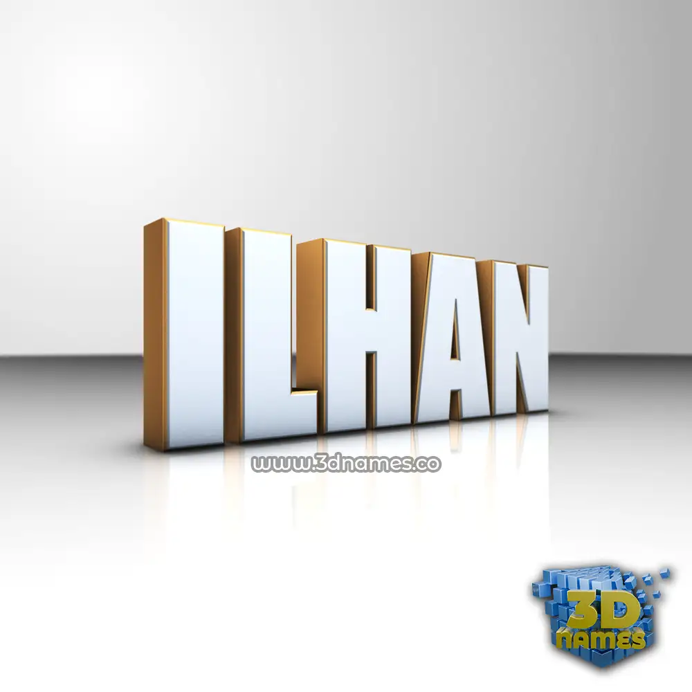 ilhan in White'n'Gold style - 3D name wallpaper