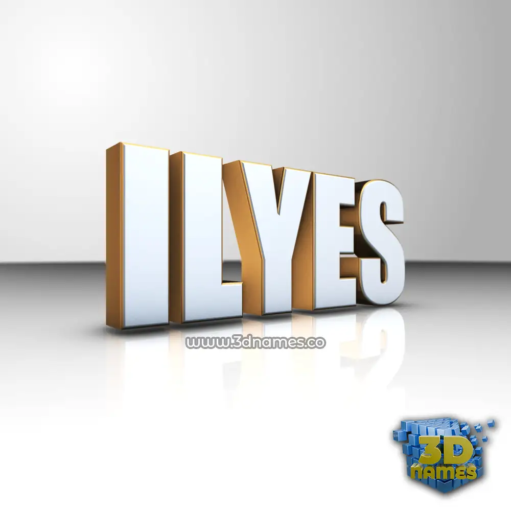 ilyes in White'n'Gold style - 3D name wallpaper