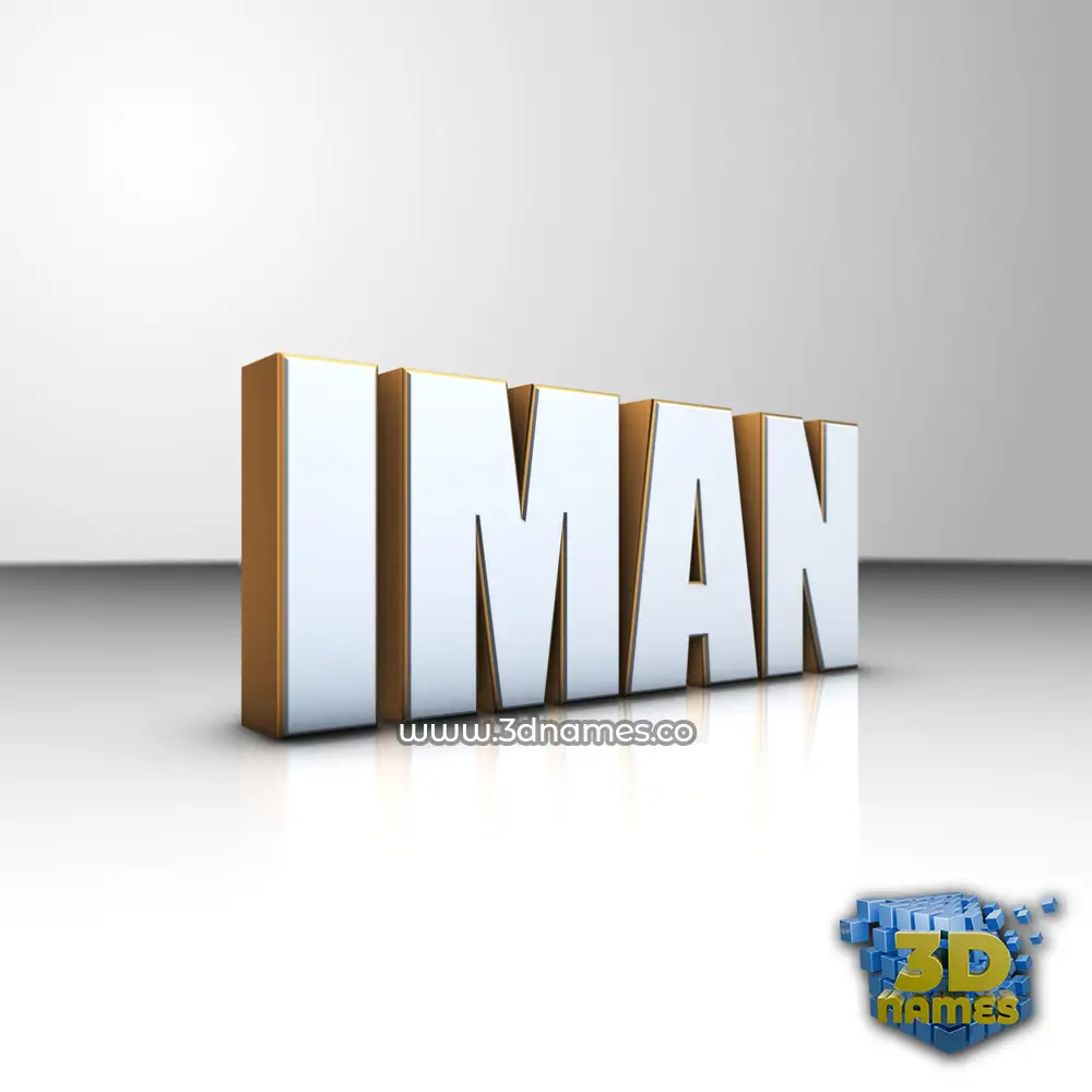 iman in White'n'Gold style - 3D name wallpaper