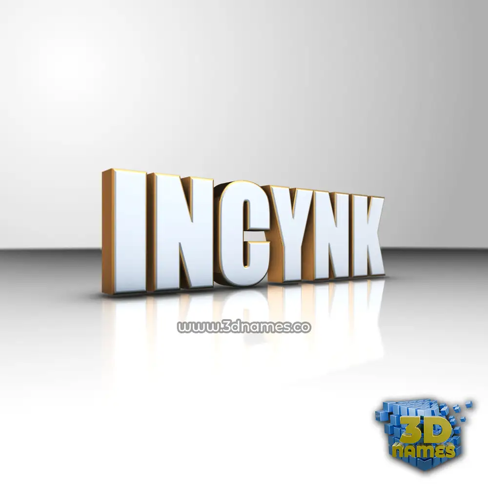 incynk in White'n'Gold style - 3D name wallpaper