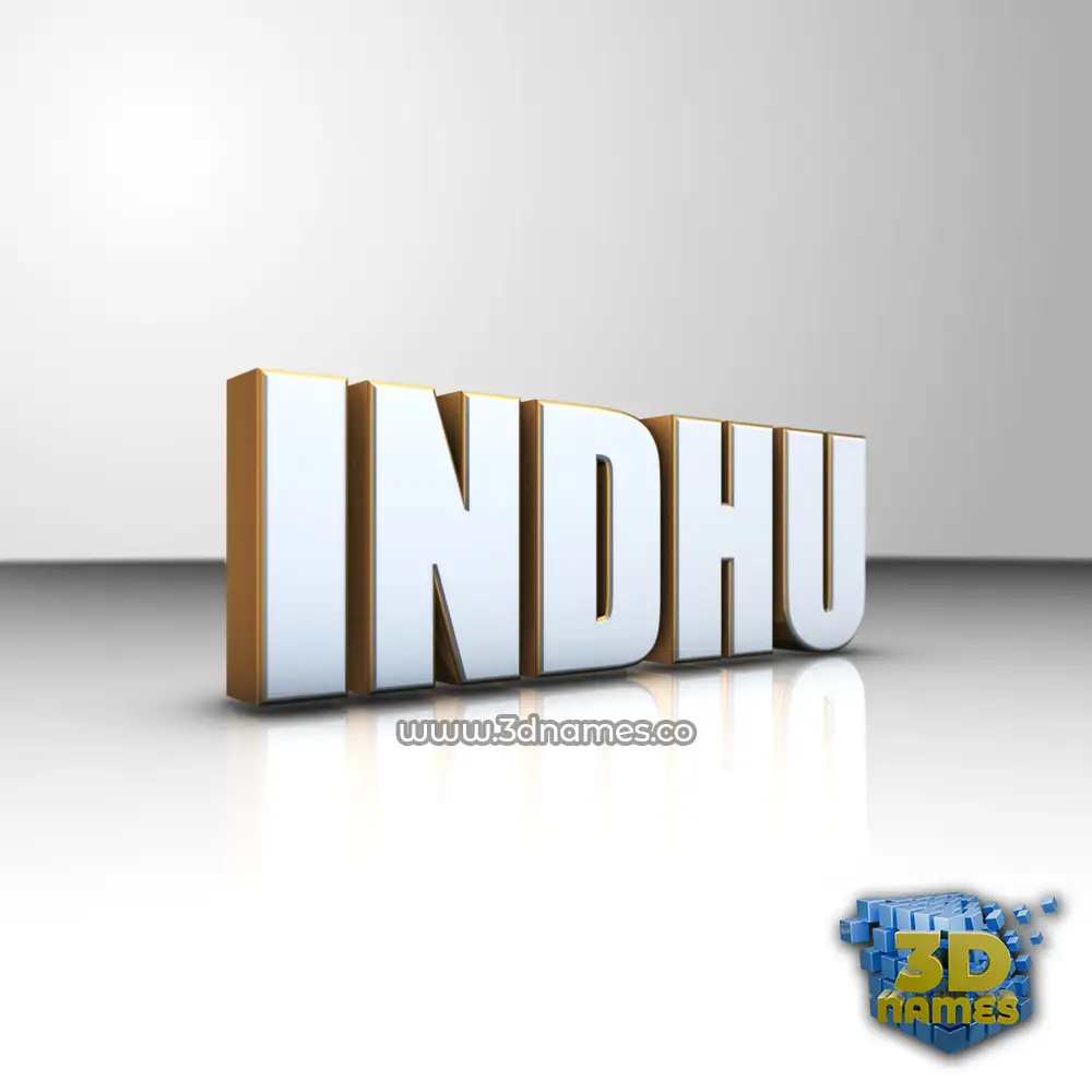 indhu in White'n'Gold style - 3D name wallpaper