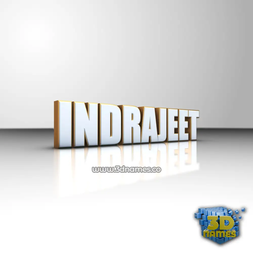 indrajeet in White'n'Gold style - 3D name wallpaper