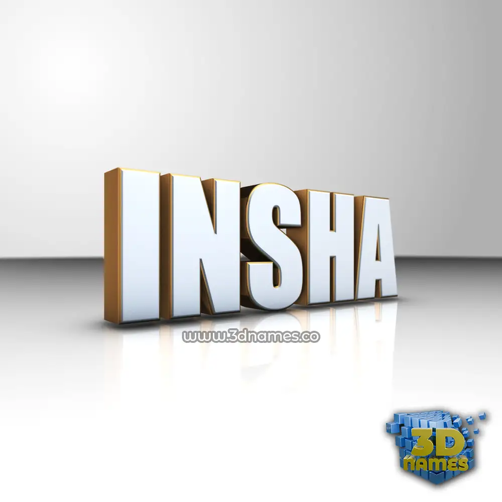 insha in White'n'Gold style - 3D name wallpaper