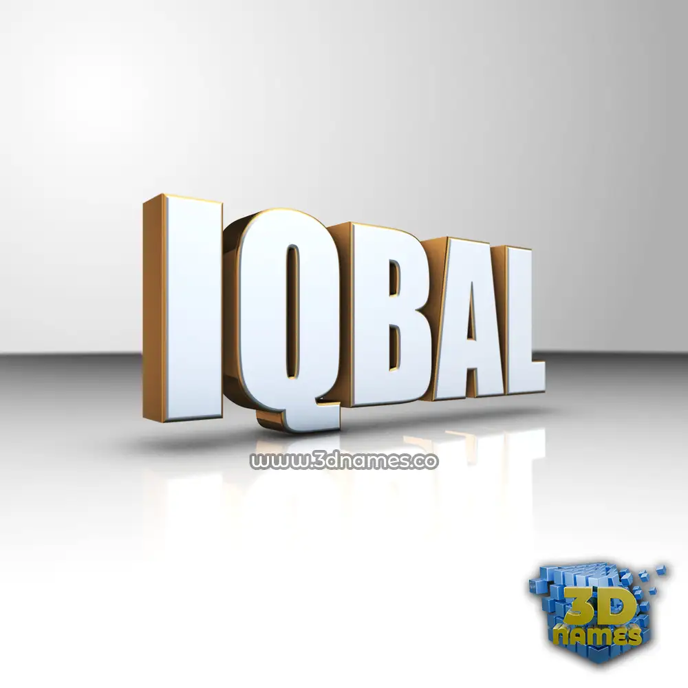 iqbal in White'n'Gold style - 3D name wallpaper
