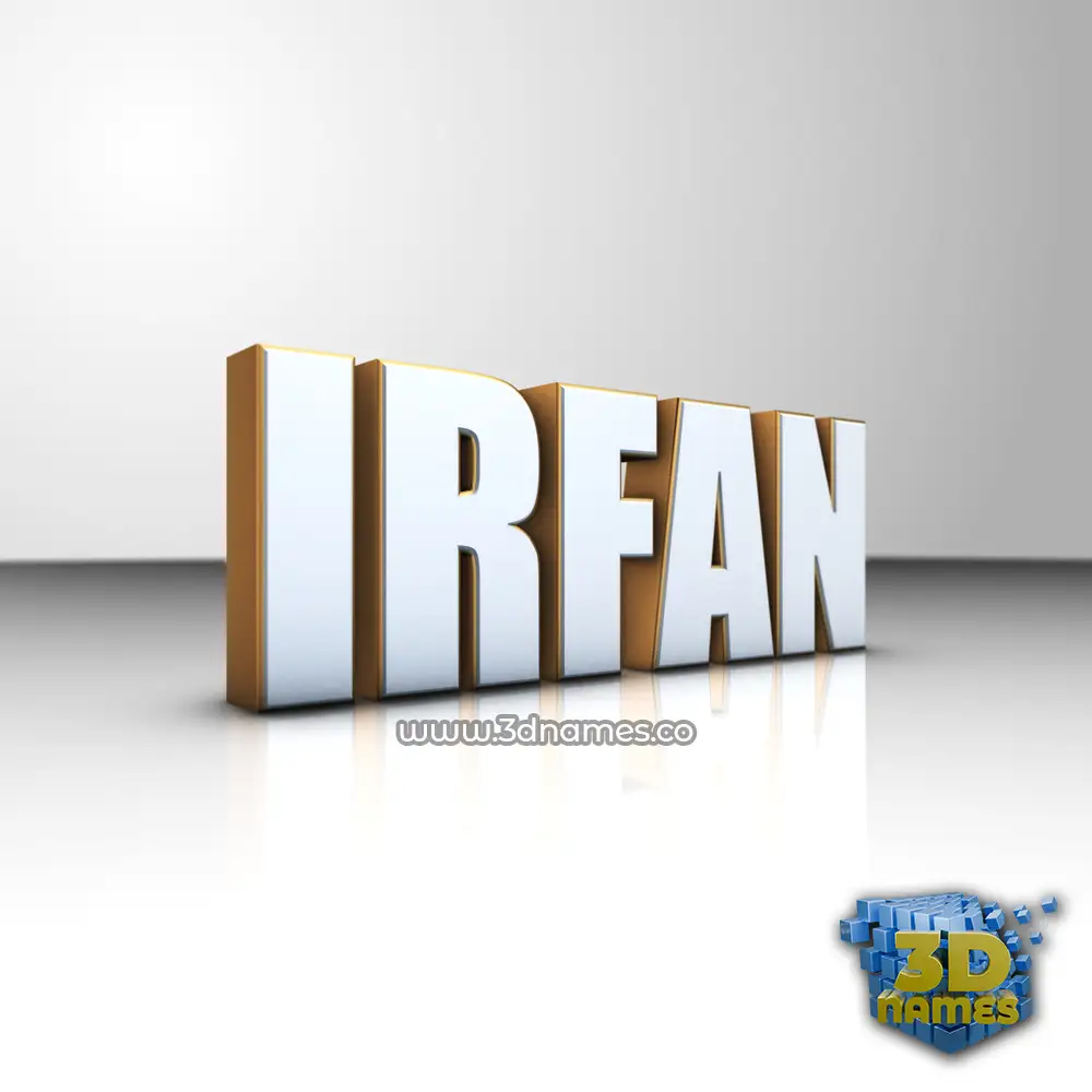irfan in White'n'Gold style - 3D name wallpaper