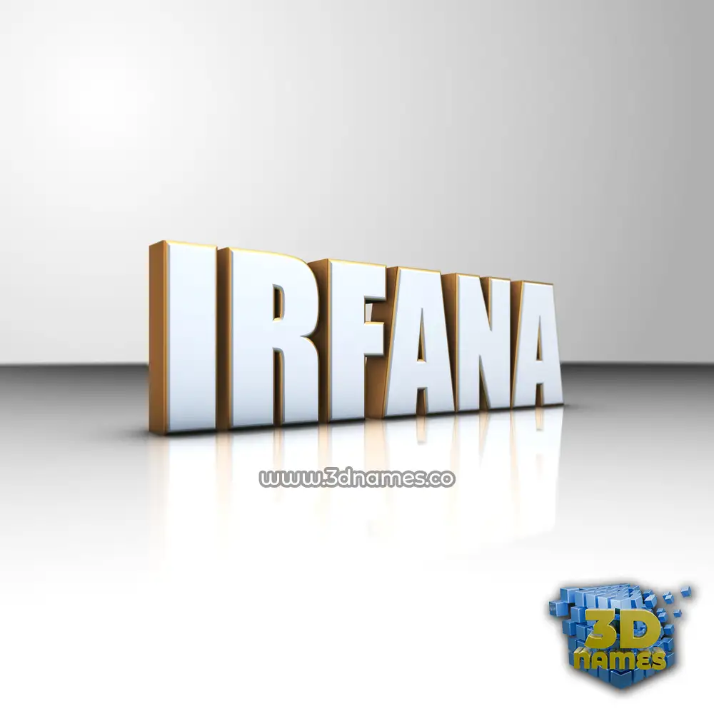 irfana in White'n'Gold style - 3D name wallpaper