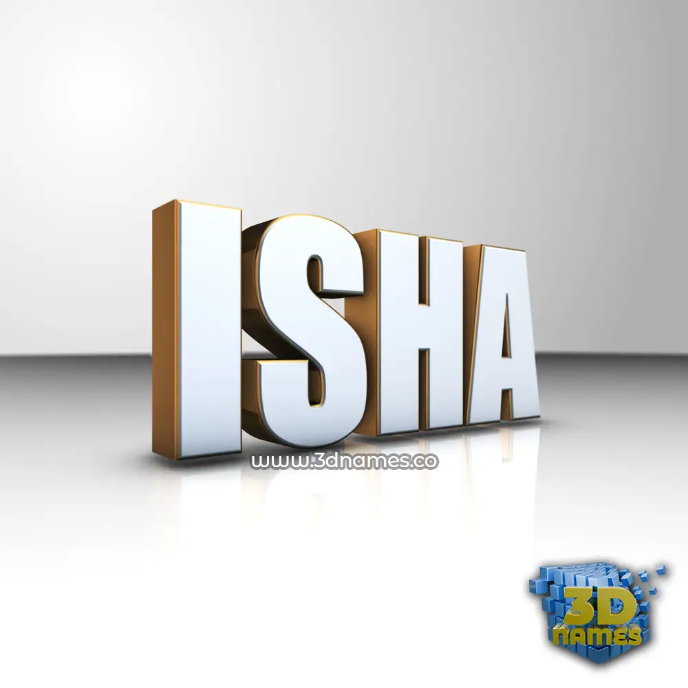 isha in White'n'Gold style - 3D name wallpaper