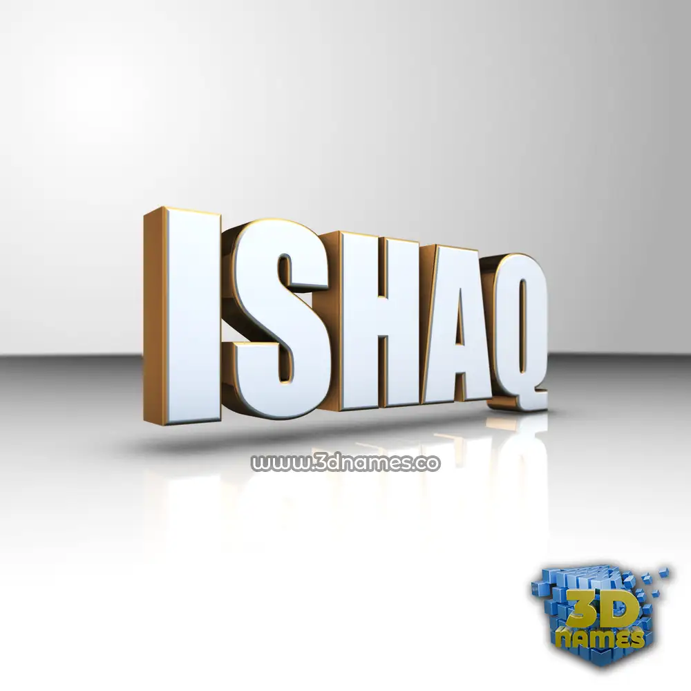 ishaq in White'n'Gold style - 3D name wallpaper
