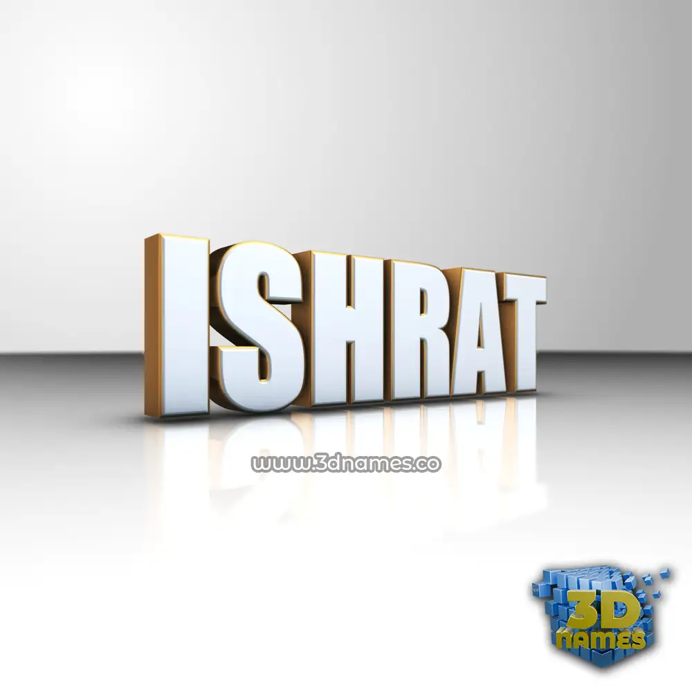 ishrat in White'n'Gold style - 3D name wallpaper