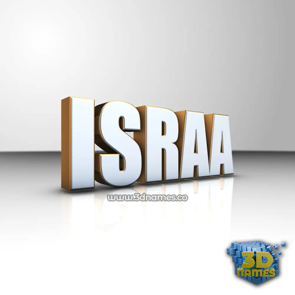israa in White'n'Gold style - 3D name wallpaper