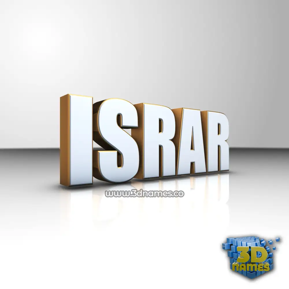 israr in White'n'Gold style - 3D name wallpaper
