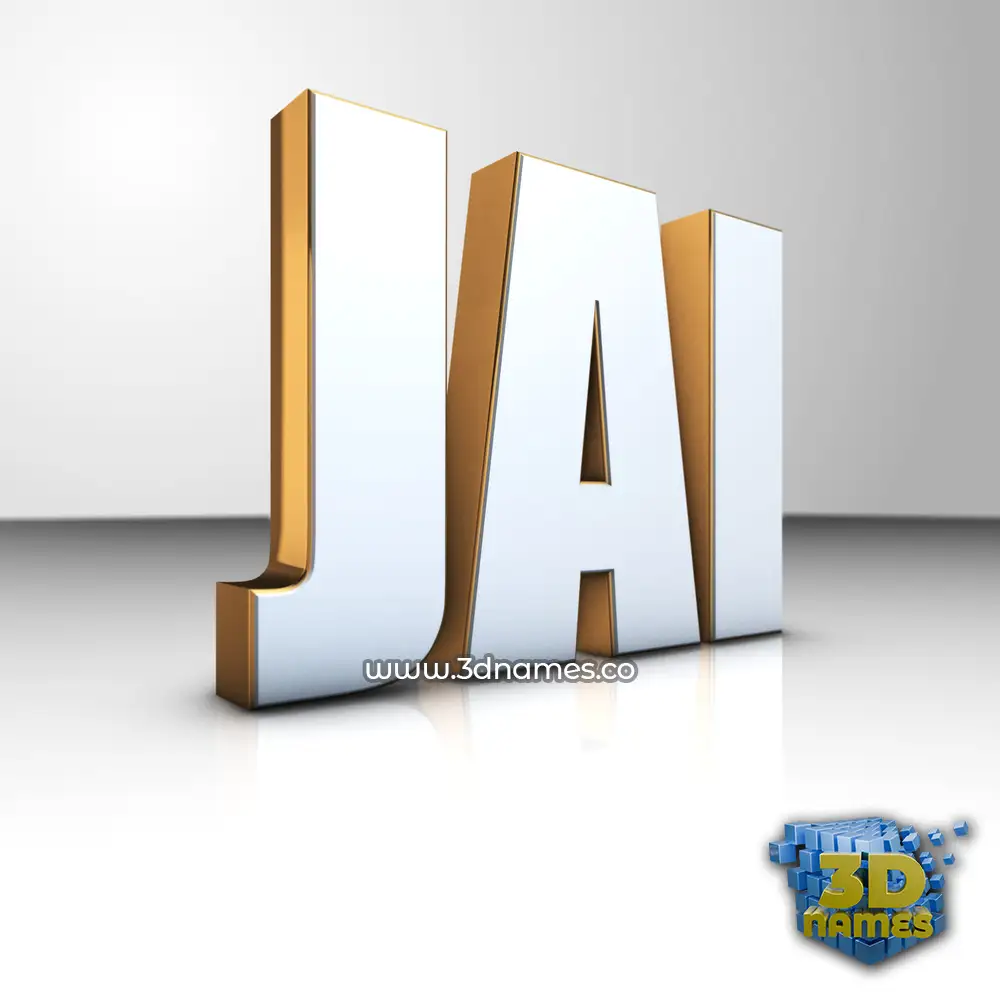jai in White'n'Gold style - 3D name wallpaper