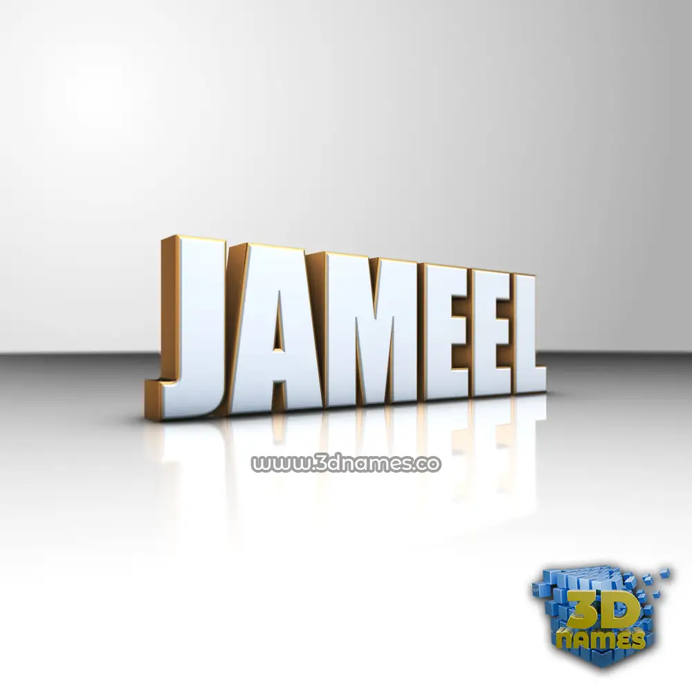 jameel in White'n'Gold style - 3D name wallpaper